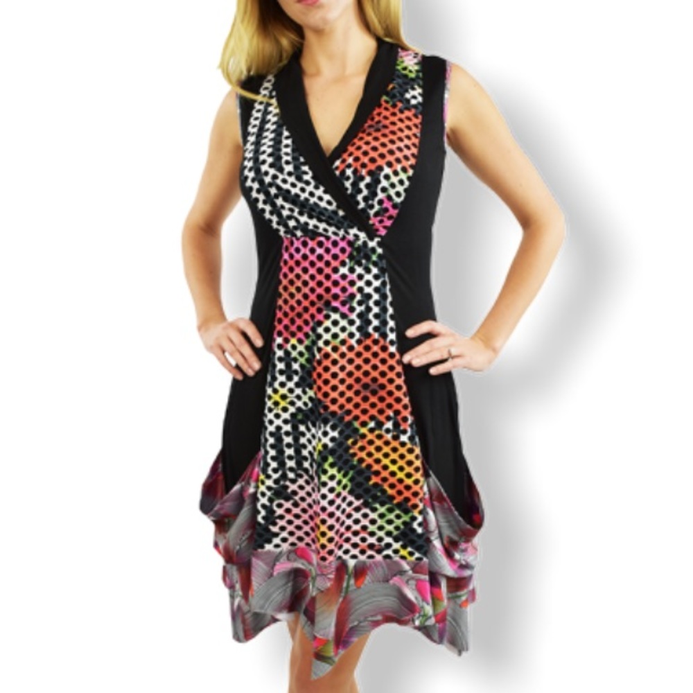 Tango Mango Stunning Unique Mixed Media Mesh‎ Dress